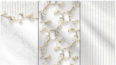 white wedding papers with gold cu